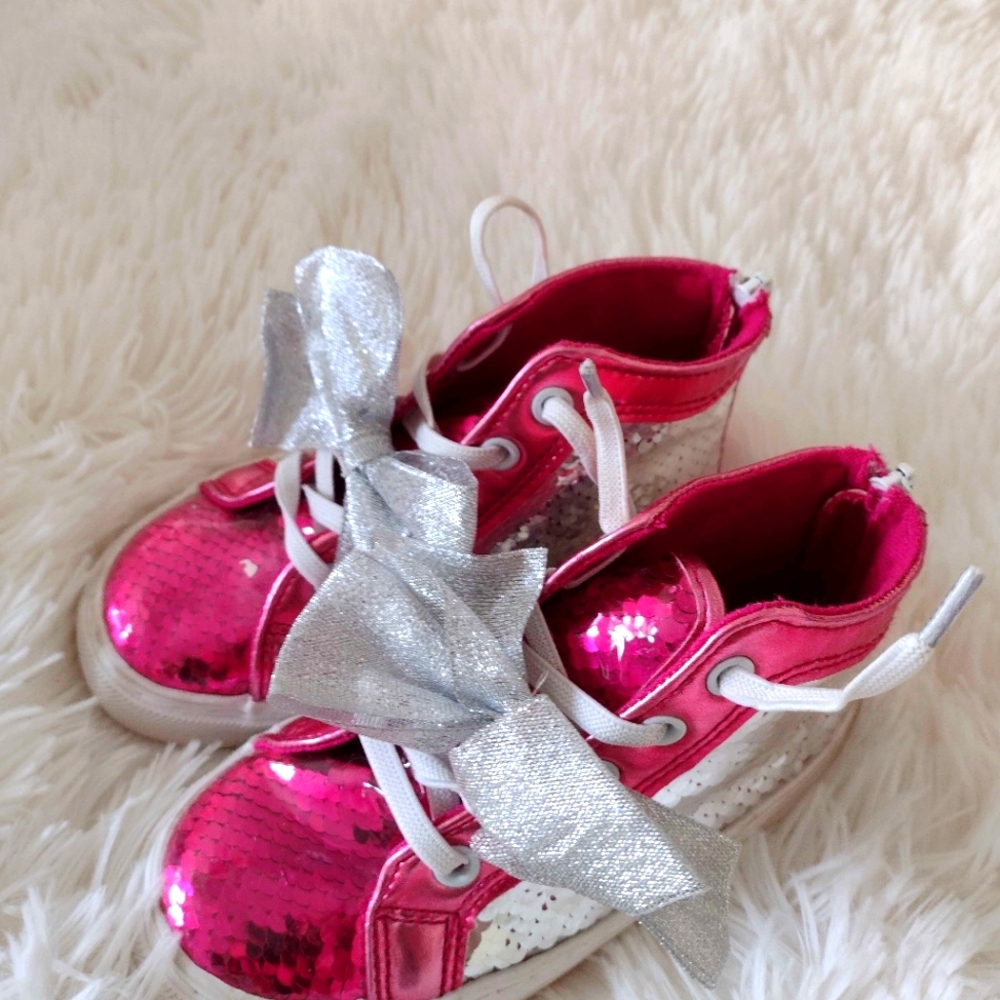 Jojo Siwa High Top Pink/Silver Shoes Size 10